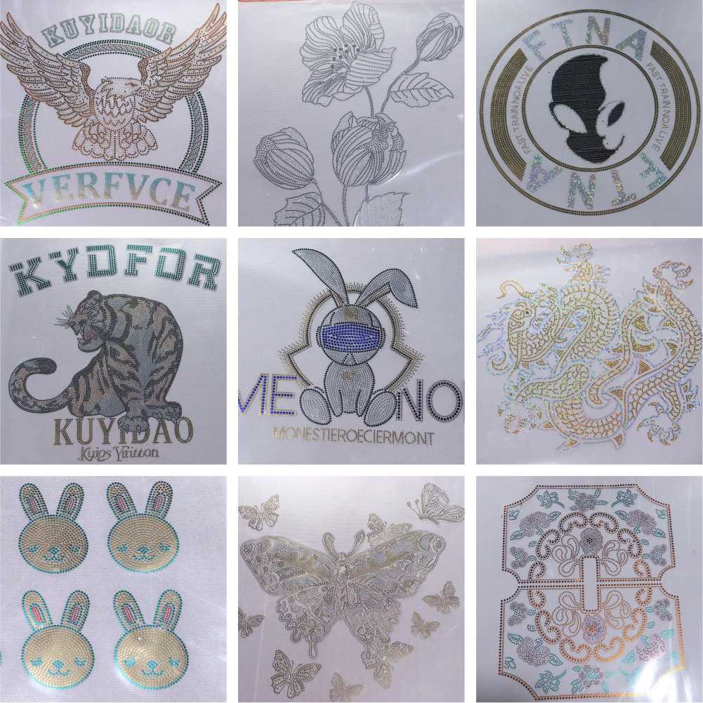 新款直销鸿彩国潮镭射亮片热转印烫画贴衬衫logo印花图案烫标烫图