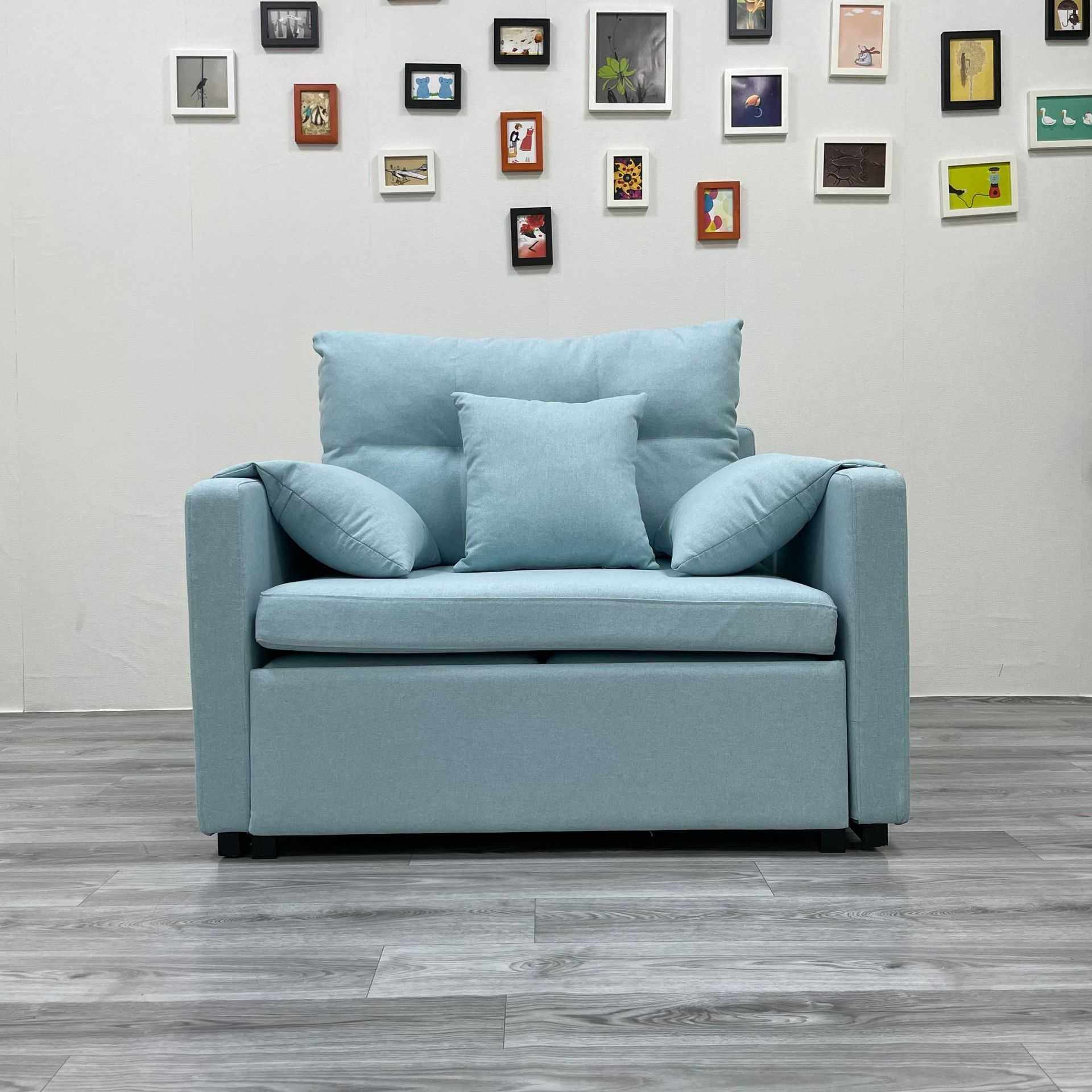 新款直销单人位沙发床 小户型公寓阳台折叠免洗科技绒布可拆洗两