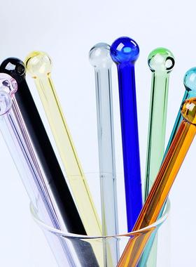 新款直销直发创意彩色圆头玻璃吸管高硼硅玻璃儿童吸管七夕情人节