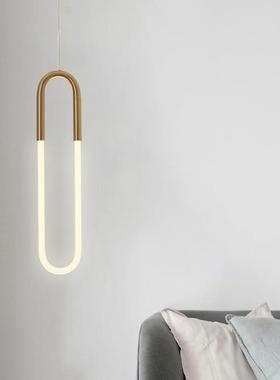 新款直销北欧创意U形吊灯床头餐厅吧台后现代展厅个性小吊灯