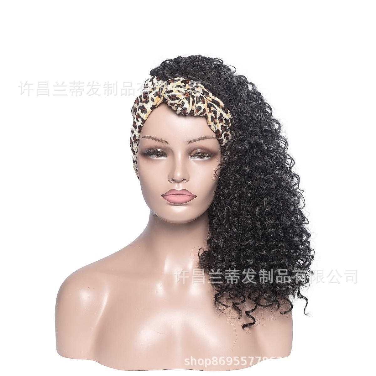 新款直销跨境电商头巾假发 非洲时尚假发女爆炸头小卷发化纤假发