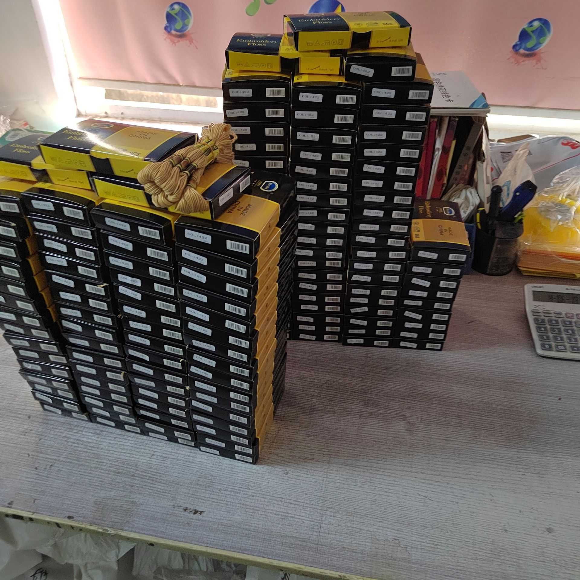 新款直销十字绣绣线涤棉线单色盒线 24支/盒 支线绣花缝衣线447色