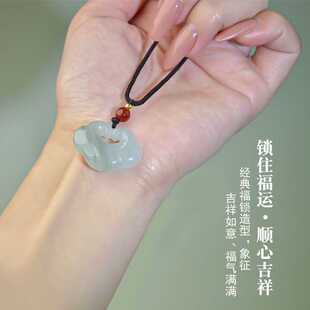 新款直销新疆天山翠祥云锁吊坠金丝玉飘花平安扣无事牌挂件直播热