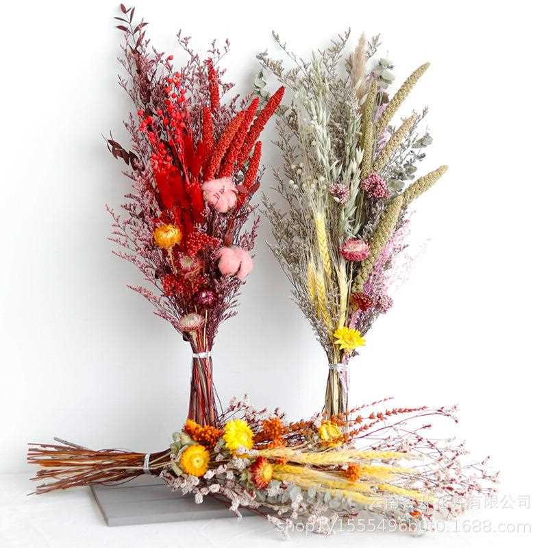 新款直销干花花束跨境热销真花diy装饰摆件满天星松果混搭花束干
