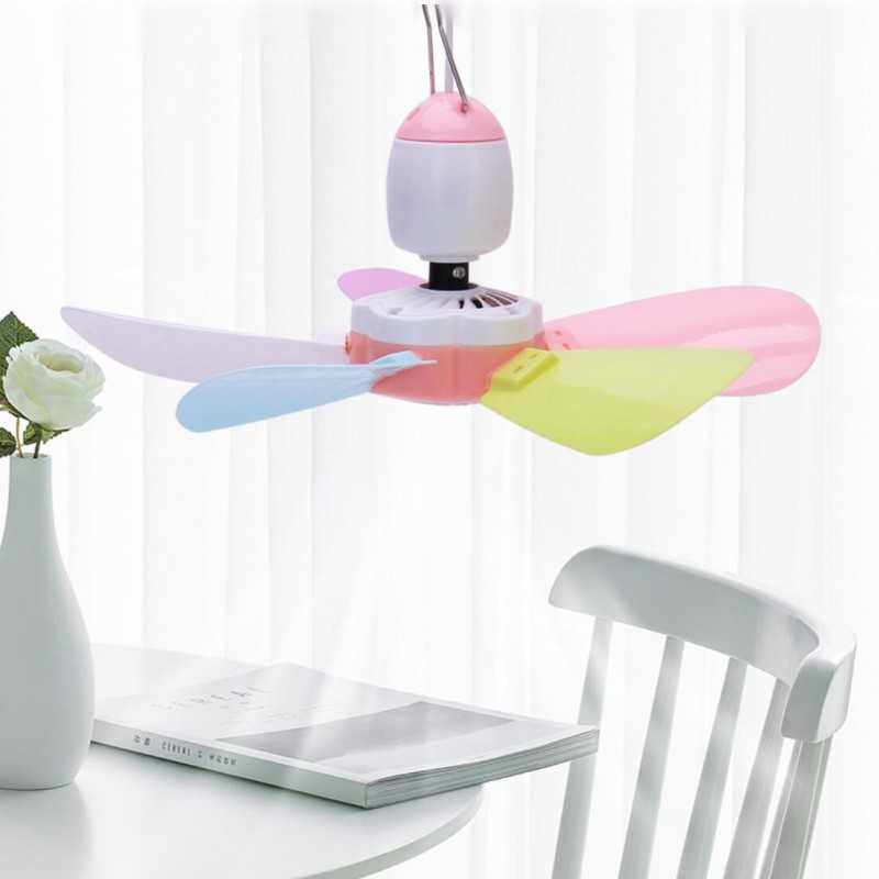 新款直销舒风彩色五叶小吊扇迷你微风扇学生宿舍床上蚊帐挂扇家用