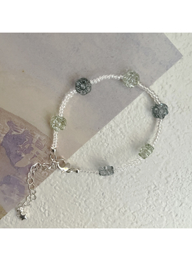 霜色｜原创捷克珠透明小花琉璃精致个性米珠串珠手链