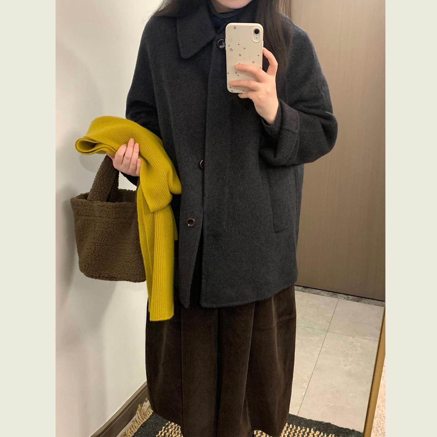 极简风灰色翻领毛呢外套女秋冬季小个子中长款宽松休闲毛呢外套,运动/瑜伽/健身/球迷用品,广场舞套装,淘宝优惠券,粉丝福利购,淘宝优惠卷