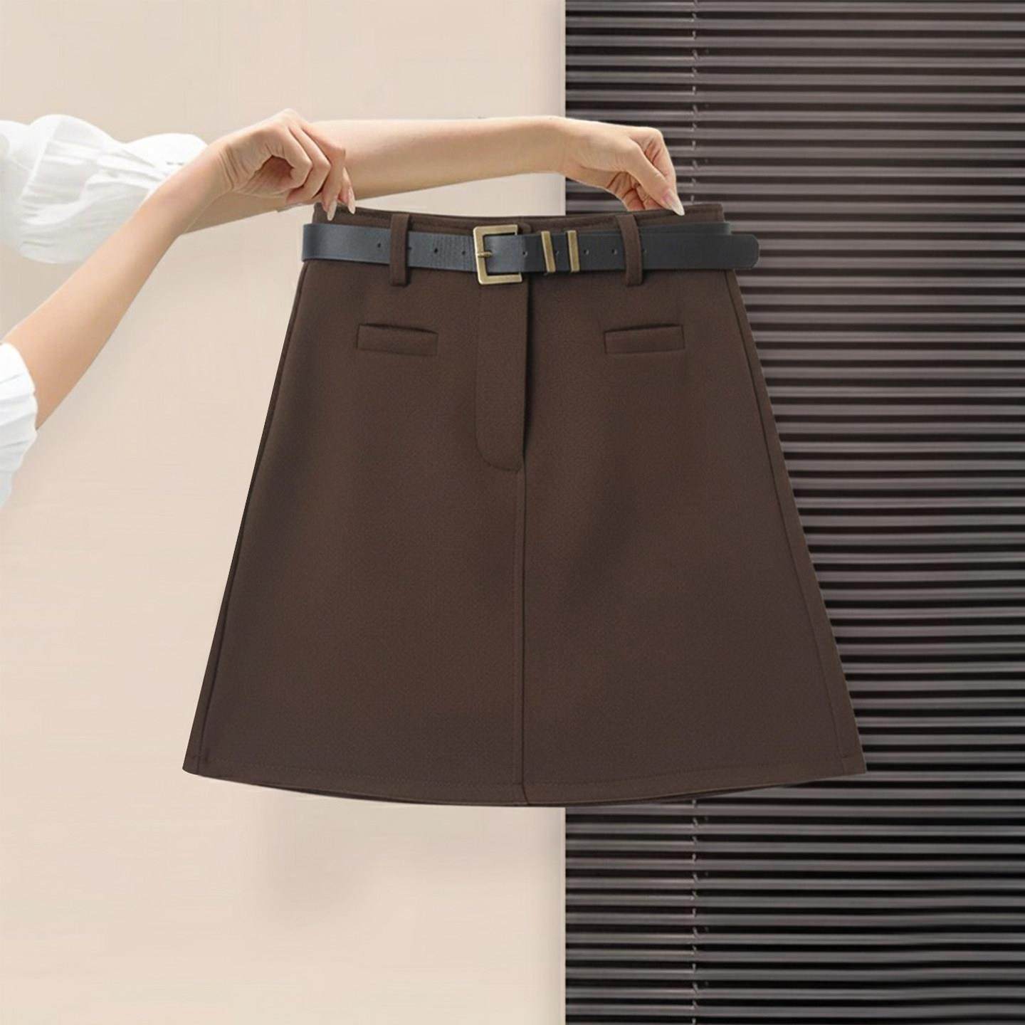 大码美拉德咖色毛呢半身短裙女冬季巨好看的胖mm高腰显瘦a字半裙,运动/瑜伽/健身/球迷用品,瑜伽短裙,淘宝优惠券,粉丝福利购,淘宝优惠卷