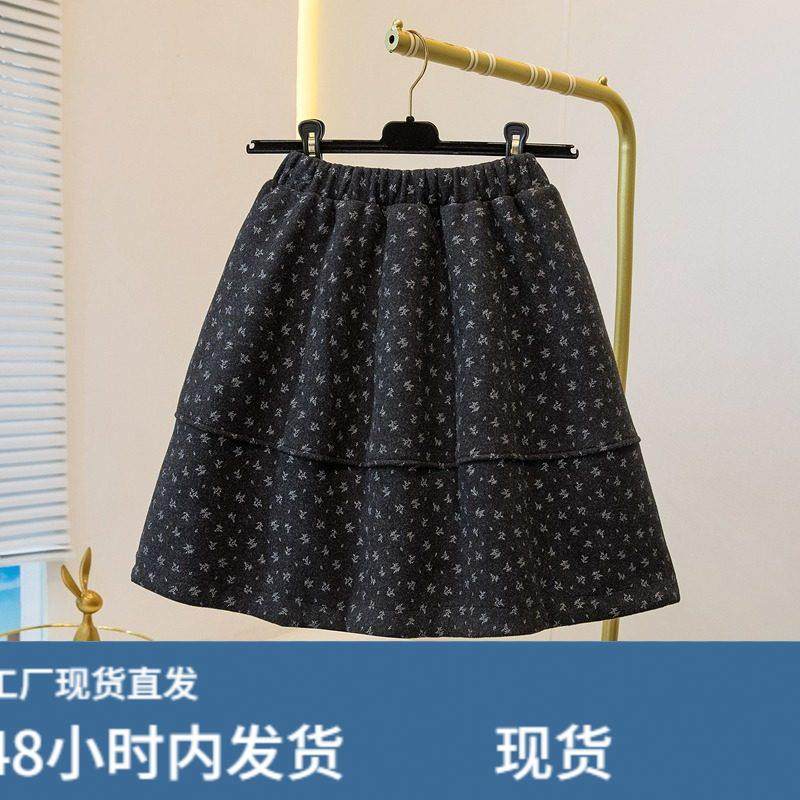 黑色碎花毛呢半身裙女2025新款秋冬大码胖mm显瘦a字松紧腰短裙子,运动/瑜伽/健身/球迷用品,瑜伽短裙,淘宝优惠券,粉丝福利购,淘宝优惠卷