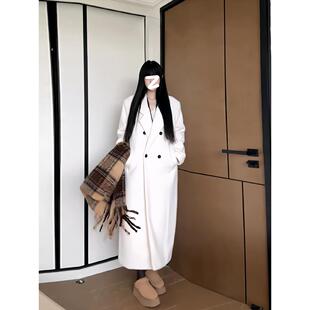羽绒服内胆白色西装毛呢外套女秋冬季韩系小个子加厚正肩呢子大衣