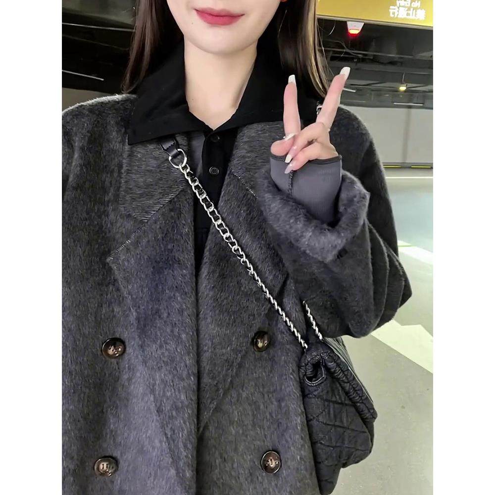 黑灰色毛呢外套女中长款秋冬季小个子高级感羽绒内胆加厚呢子大衣,运动/瑜伽/健身/球迷用品,广场舞套装,淘宝优惠券,粉丝福利购,淘宝优惠卷