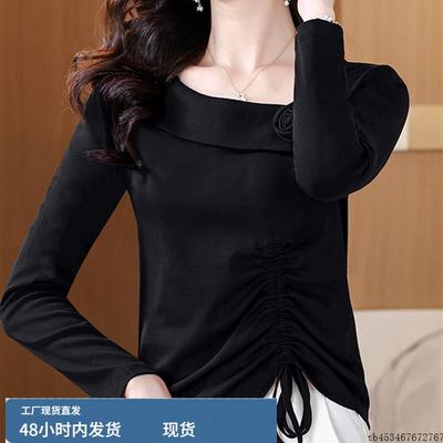 今年流行的爆款女装极简高级感穿搭2025秋冬新款花朵针织打底衫