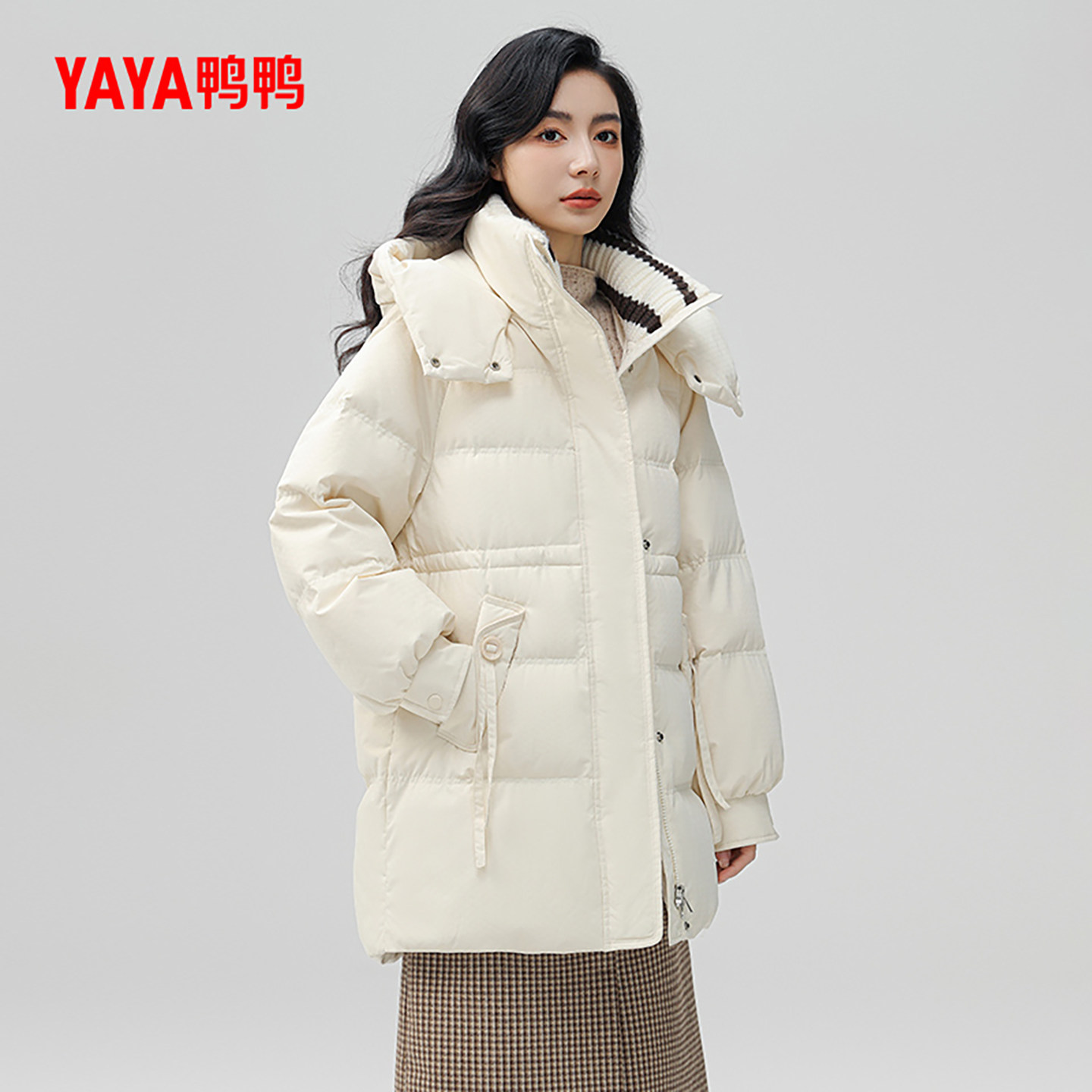鸭鸭中长款羽绒服保暖外套