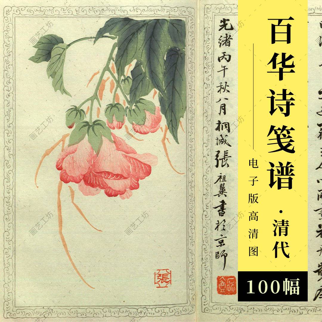 文美斋百华诗笺谱清代文人信笺信纸木刻版画图册文创素材高清大图