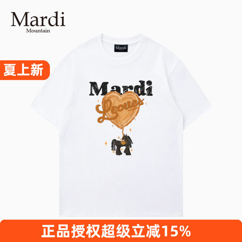 官方授权正品Mardi Mountain 韩国26夏新款情侣纯棉圆领短袖女t恤