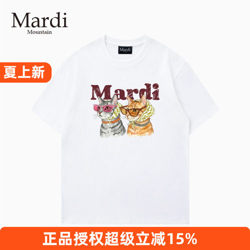官方授权正品Mardi Mountain 韩国26夏新款情侣纯棉圆领短袖女t恤