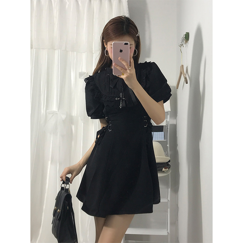 樱花妹日系连衣裙 哥特风暗黑系穿搭甜美可爱千金裙夏小个子