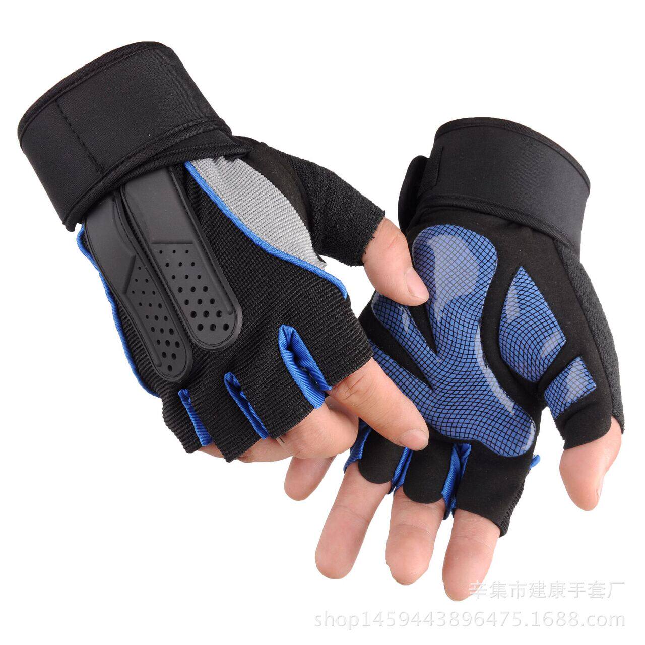 新品蜗牛健身户外骑行防滑半指手健身手套/助力带