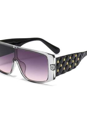 欧美款时尚大框连体朋克风素颜遮阳墨镜PC户外派对眼镜