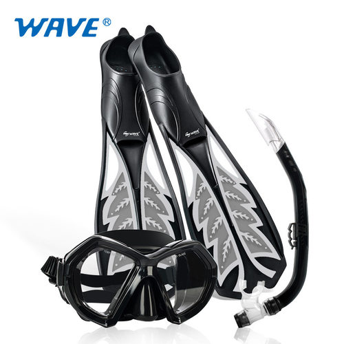新品wave自由潜脚蹼套装可调节潜水面镜潜水脚蹼潜水呼吸器潜水三