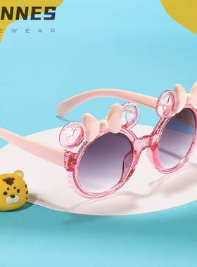儿童蝴蝶结糖果色女宝宝潮款墨镜卡通可爱拍照凹造型眼镜