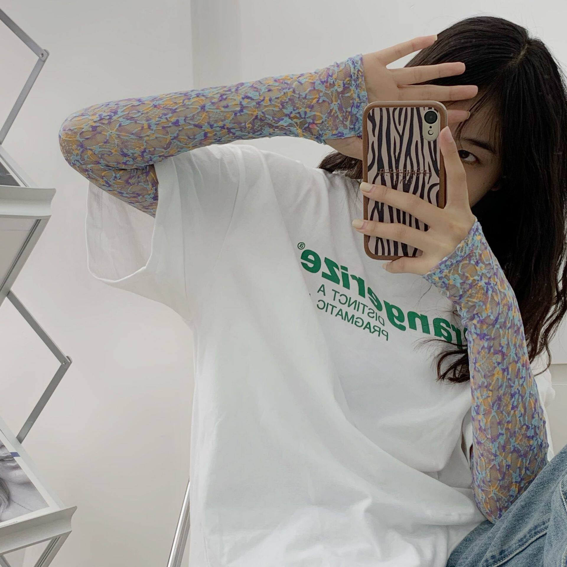 优选厂货韩版小清新透气碎花长款女蕾丝袖套夏季开车防晒冰袖防紫