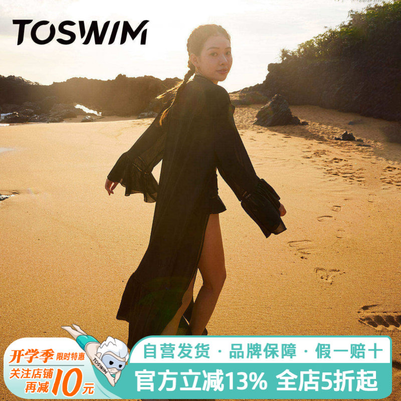 TOSWIM比基尼泳衣女士性感罩衫套装游泳衣沙滩披纱网纱外套泡温泉图片