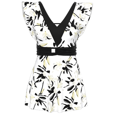 toswim连体裙式泳衣遮肚V领显瘦