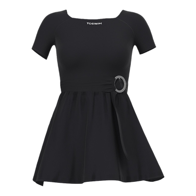 泳镜侠推荐！TOSWIM连体泳衣女夏泳装短袖裙式防晒保守温泉度假