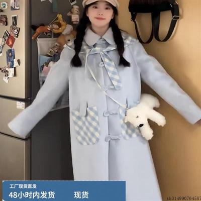 韩系毛呢外套女小个子2024秋冬新款高级感加厚中长款羊绒呢子大衣