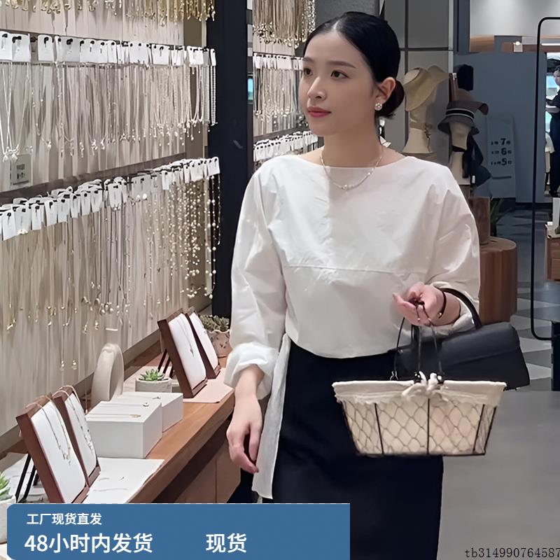 法式高级感系带长袖白色衬衫女2025新款早秋独特衬衣宽松休闲上衣