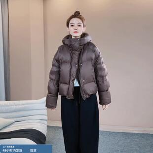 韩版咖色短款羽绒服女士小个子冬季2025新款高级感保暖面包服外套