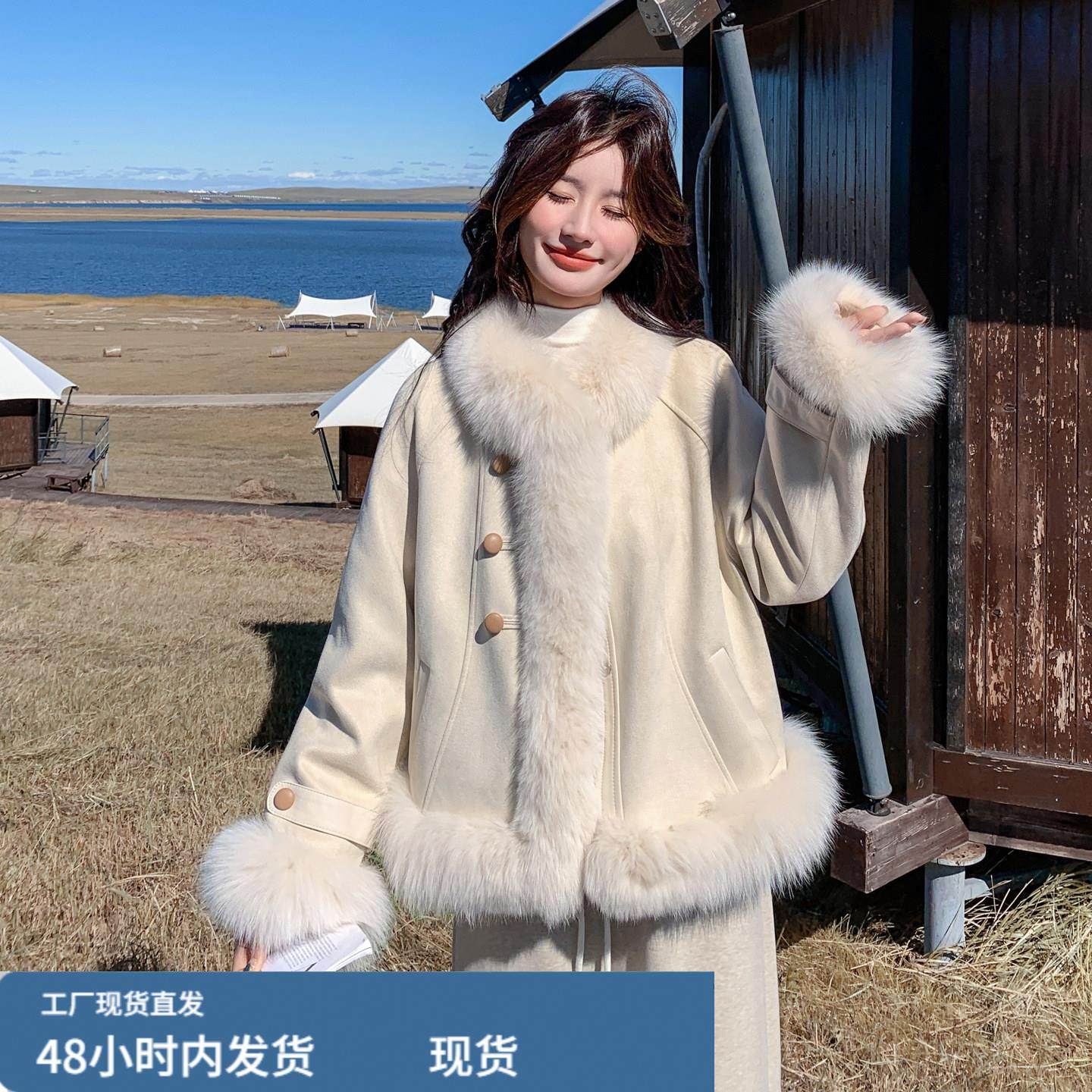 米白色真狐狸毛拼接羽绒服女短款2025冬高级感气质显瘦白鸭绒外套,孕妇装/孕产妇用品/营养,套装,淘宝优惠券,粉丝福利购,淘宝优惠卷