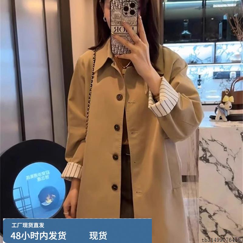 卡其色风衣外套女春秋欧货英伦风设计感中长款气质通勤工装大衣