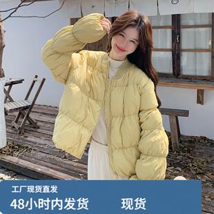 韩系chic黄色短款羽绒服女冬超火好看高级小众白鸭绒加厚保暖外套