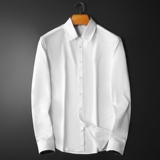 2025春季款商务休闲长袖衬衫男加大码（M-6XL）QT6015-3307-P120，男装衬衫，钱塘6015（原D203）