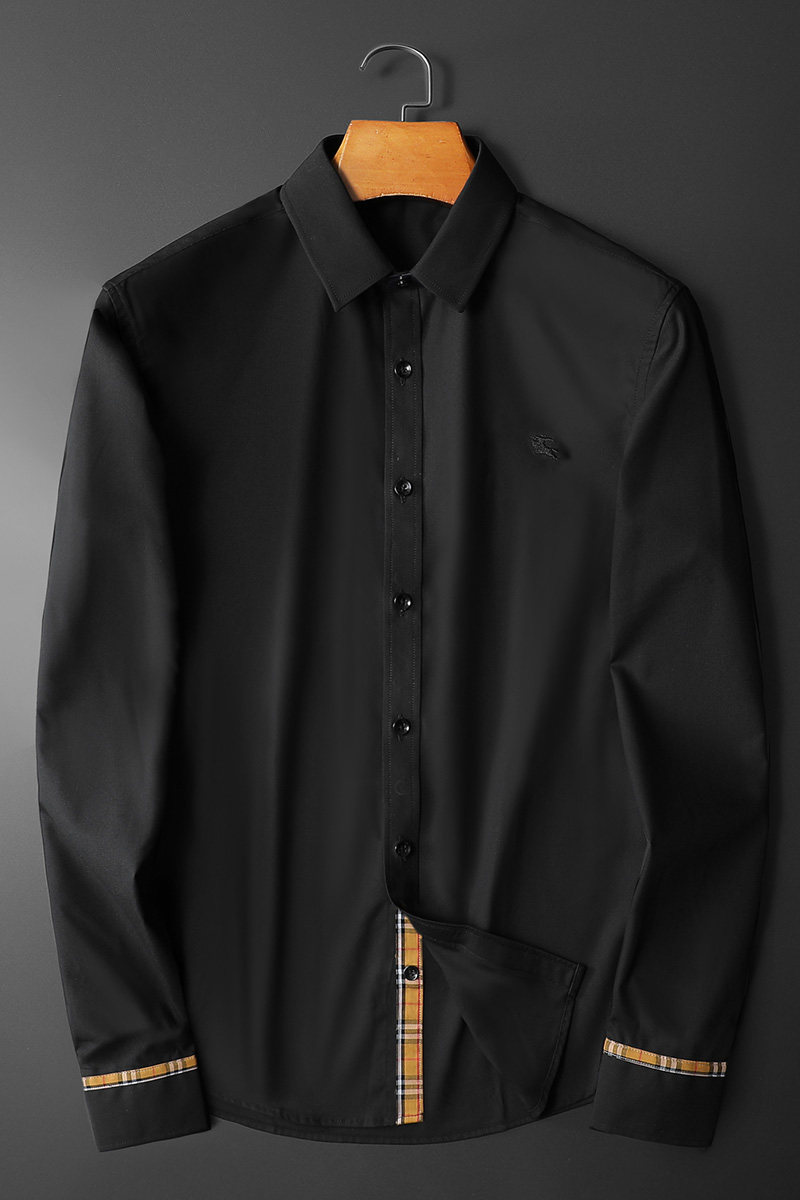 2025秋季商务休闲长袖衬衫加大码（M-6XL）QT6015-3302-P120黑底,男装衬衫,钱塘6015（原D203）