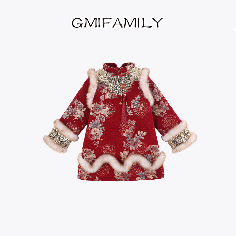 0769966女童冬款国风汉服裙子2025新款女孩过年衣服新中式拜年裙