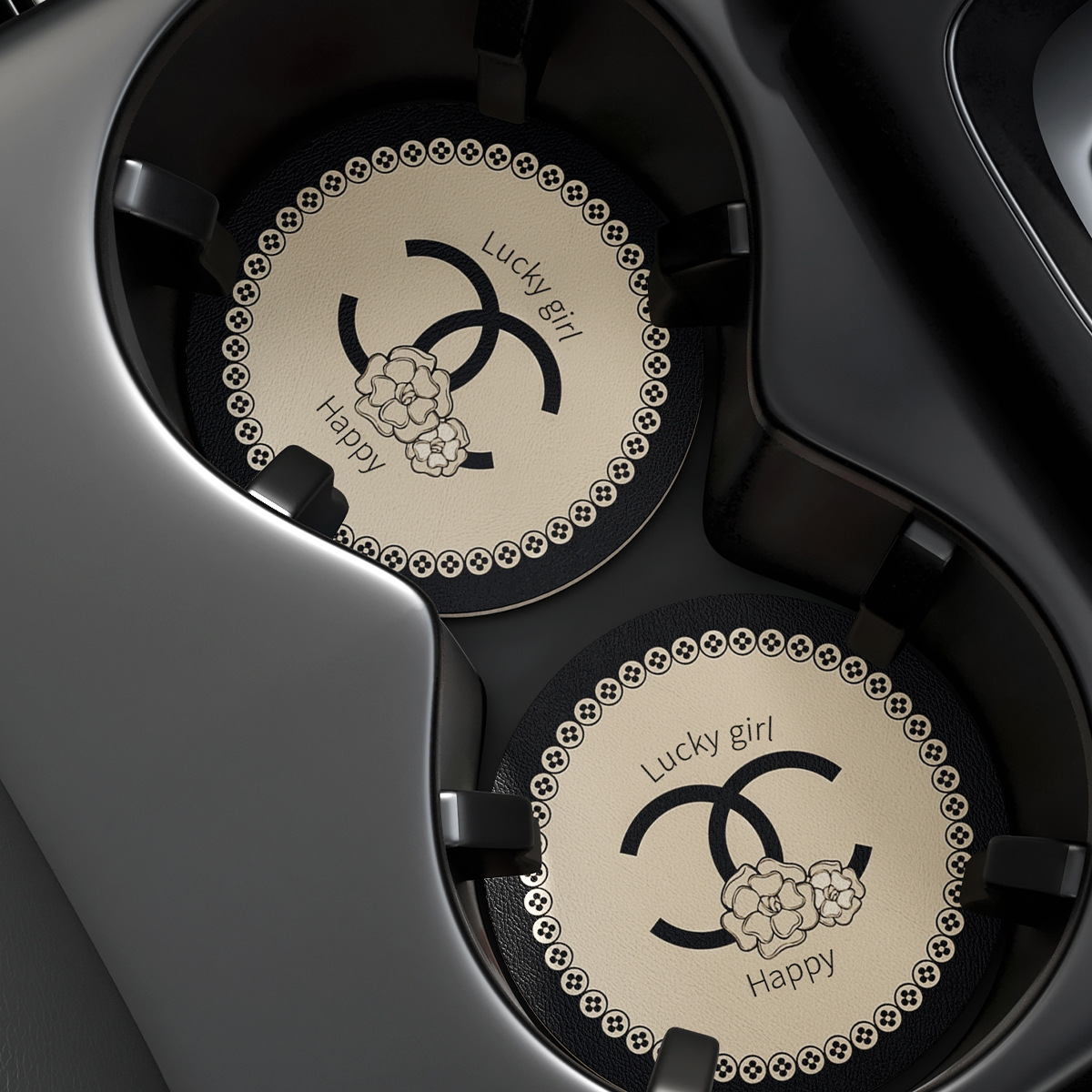 咖啡杯垫吸水圆形杯子餐垫隔热垫茶杯垫车内小香风香奈杯垫车载儿