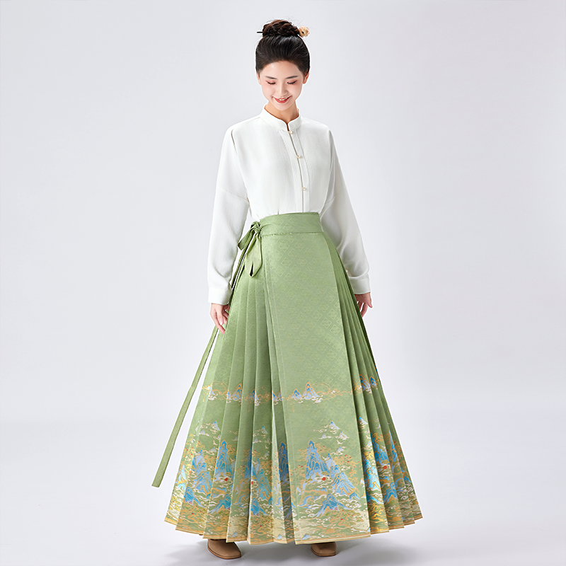 汉馥【千里江山】原创马面裙套装新中式国风粉色妆花明制改良汉服