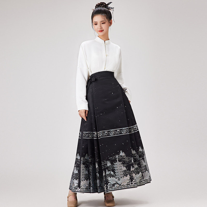 汉馥【烟雨楼台】原创马面裙套装明制日常上衣搭配新国风中式汉服