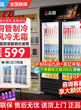 志高饮料冷藏展示柜商用保鲜立式冷柜单门双三门玻璃啤酒冰箱冰柜