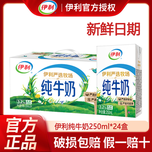 【1月新货】伊利纯牛奶250ml*24盒整箱儿童纯奶成人早餐全脂牛奶