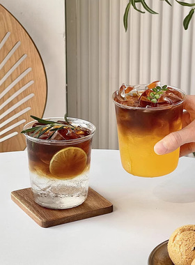 空盒子敞口冰美式咖啡杯 轻薄高硼硅玻璃手冲拿铁杯 简约牛奶早餐