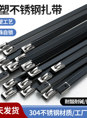 分装瓶收纳罐喷塑涂塑不锈钢扎带304 316材质 4.619黑色金属电缆