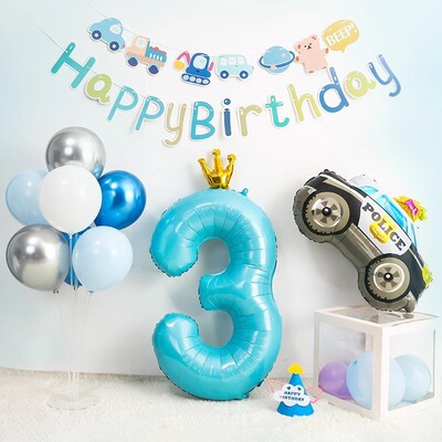 40 inch blue birthday digital aluminum film balloon for children, boys, babies, one year old decoration scene arrangeme
