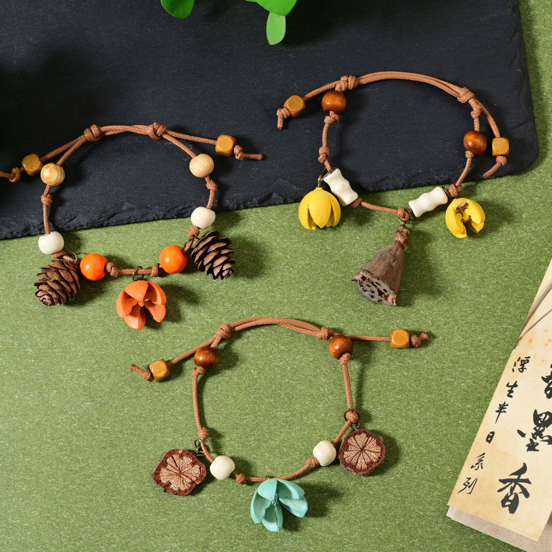 Intangible Cultural Heritage Chinese Herbal Bracelet Earrings Necklace Creative Handmade DIY Material Package Salon War
