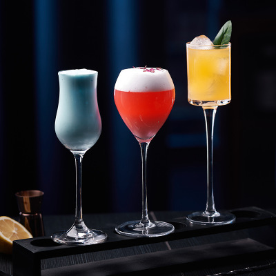 Creative handmade high footed crystal cocktail cup, aroma cup, whiskey cup, tulip cup, tasting cup, fragrance cup