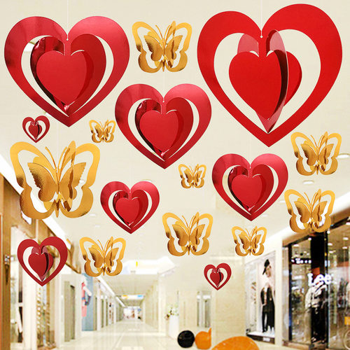3.8 Goddess Day Valentine's Day Love Pendant Five pointed Star Butterfly Pendant Wedding Decoration Shop Shopping Mall