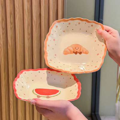 A high-end dish with a particularly beautiful wind, 2025 fruit deep dish, square dish, vegetable dish, household dish